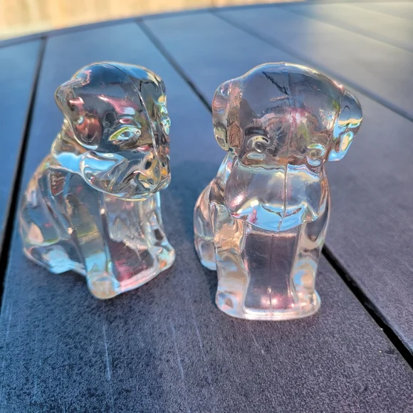 Glass Dog Figurine Duo ~ Vintage? ~ Paperweight? Cute! - Picture 14 of 16